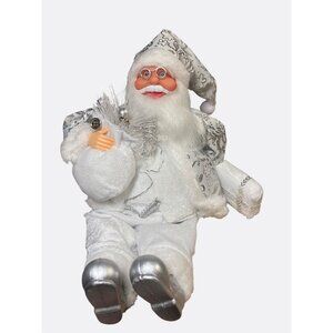 White and Silver Colored Santa Claus Plush Figurine
